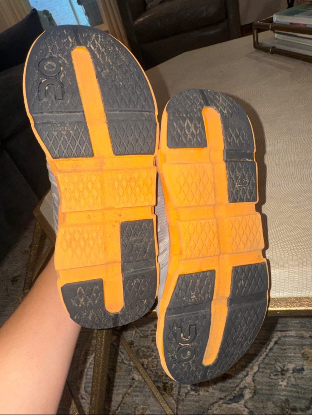 Boys OnCloud Tennis shoes
Size 1.5
Grey/orange
Used but with lots of wear left! - Picture 6 of 7
